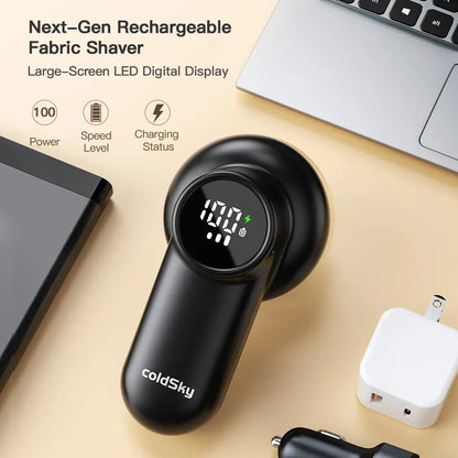 coldSky Akumulatorowa maszyna do usuwania kłaczków z wyświetlaczem LED – inteligentna golarka do tkanin i ubrań 