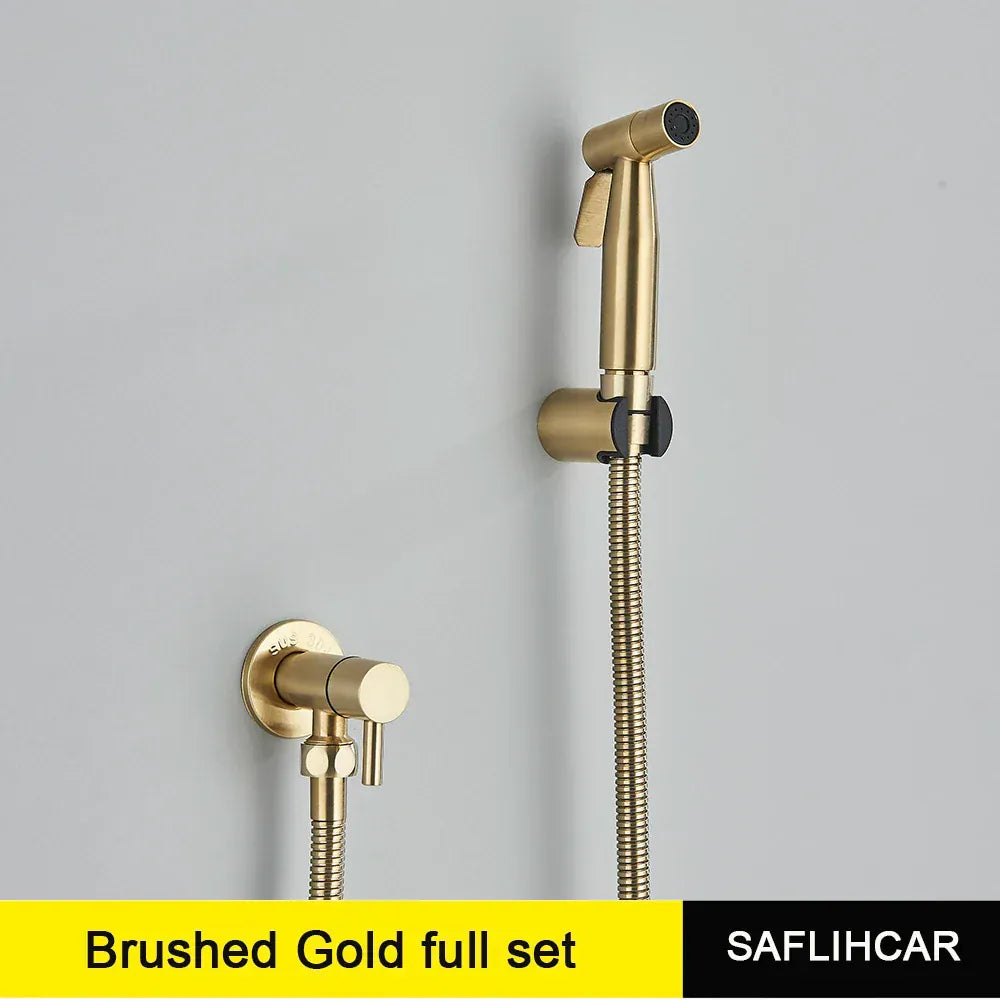 Ręczny bidet ze stali nierdzewnej do toalety – nowoczesny, higieniczny natrysk prysznicowy (czarny / nikiel / złoty) 