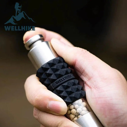 WELLHIKE Młynek do pieprzu ze stali nierdzewnej – młynek do przypraw na kemping i do użytku na zewnątrz 