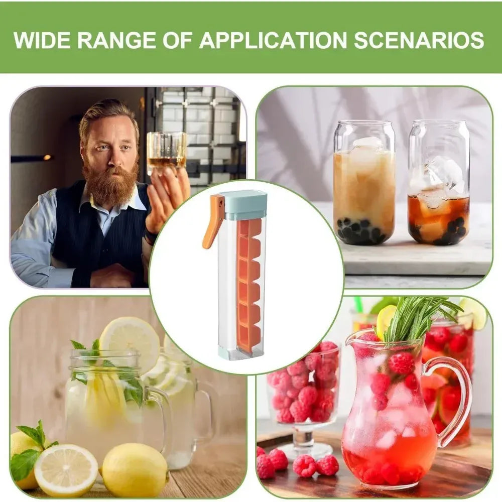 Quick-Freeze Easy Demould Ice Cube Maker with Handle – One-Hand Press for Freezer, Juices & Cold Drinks