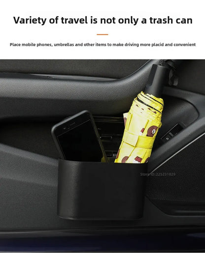 Mały kosz na śmieci do samochodu z pokrywką | Wiszący pojemnik na drzwi, organizer na śmieci samochodowe 