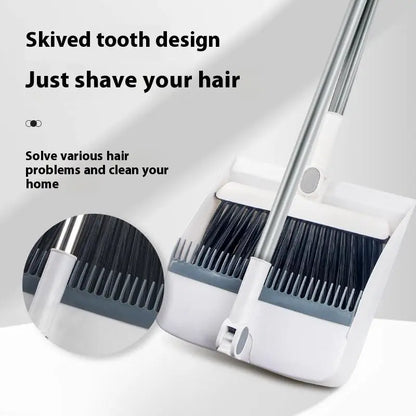 2-in-1 Rotatable Foldable Broom & Dustpan Set – Pet Hair Remover, Thick Bristles, Compact Home Cleaning Tool