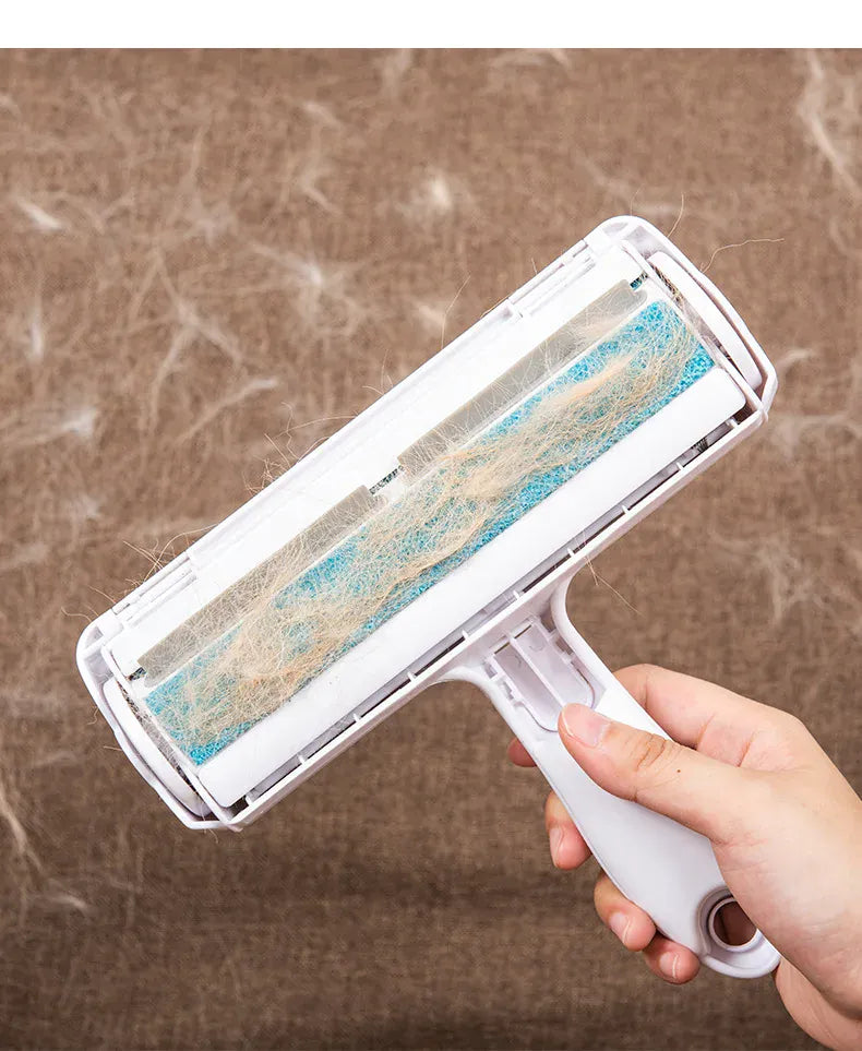 Dwustronna szczotka do usuwania sierści zwierząt domowych z wałkiem | Wielokrotnego użytku szczotka do czyszczenia sierści psów i kotów na sofę, ubrania i meble