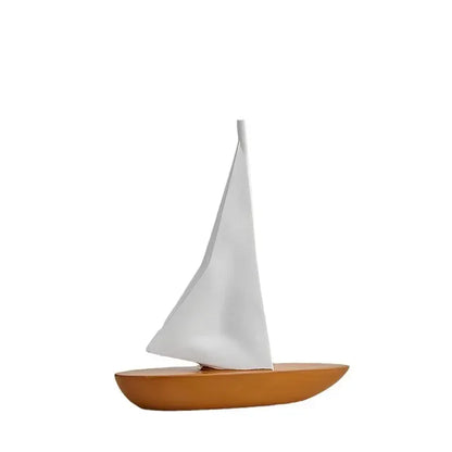 Kreatywny model żaglówki z żywicy – ​​ozdoba do salonu i biurka w stylu marynistycznym 