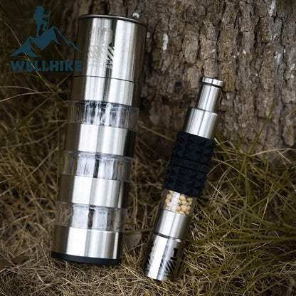 WELLHIKE Młynek do pieprzu ze stali nierdzewnej – młynek do przypraw na kemping i do użytku na zewnątrz 