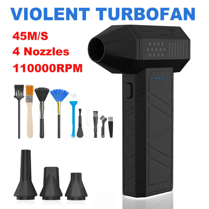 X3 Mini wentylator Violent 110000 obr./min Turbo Jet Air Duster | Mocna dmuchawa do samochodu, klawiatury i czyszczenia