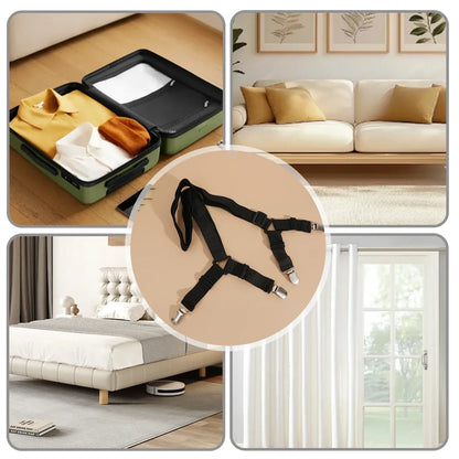 2/4 szt. regulowanych pasków do prześcieradła | Antypoślizgowe, elastyczne zapięcia do materaca i uchwyty na pokrowce 