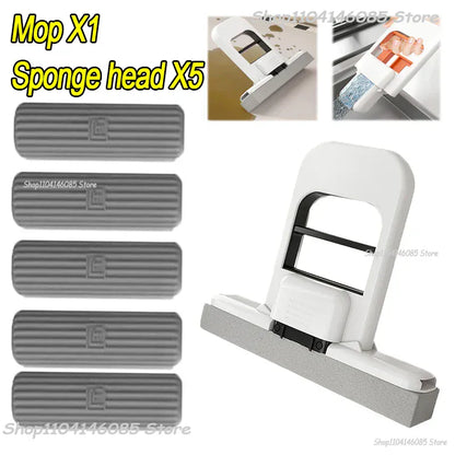Mini mop gąbkowy z systemem samoczynnego wyciskania – kompaktowy, superchłonny mop do czyszczenia domu, kuchni, łazienki i samochodu