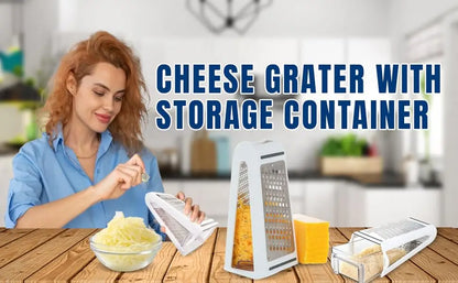 Tarka do sera z pojemnikiem do przechowywania | Dwustronna tarka ze stali nierdzewnej do warzyw i imbiru 