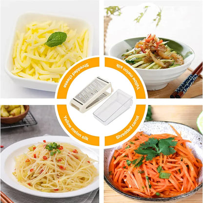 Tarka do sera z pojemnikiem do przechowywania | Dwustronna tarka ze stali nierdzewnej do warzyw i imbiru 