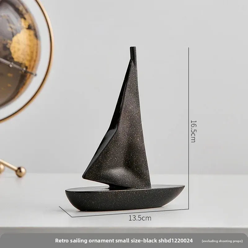 Kreatywny model żaglówki z żywicy – ​​ozdoba do salonu i biurka w stylu marynistycznym 