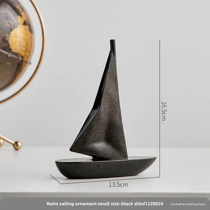 Kreatywny model żaglówki z żywicy – ​​ozdoba do salonu i biurka w stylu marynistycznym 
