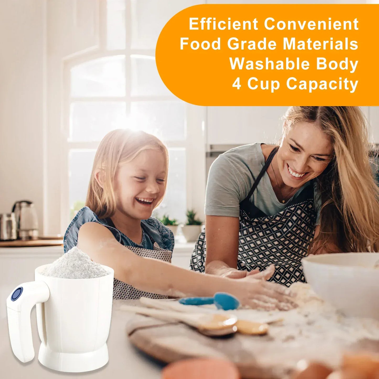 Elektryczne sito do mąki | Drobnooczkowe sito do pieczenia ze stali nierdzewnej do przesiewania ciasta i cukru