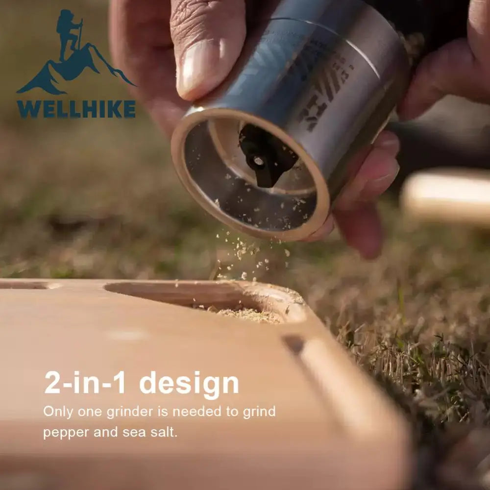 WELLHIKE Młynek do pieprzu ze stali nierdzewnej – młynek do przypraw na kemping i do użytku na zewnątrz 