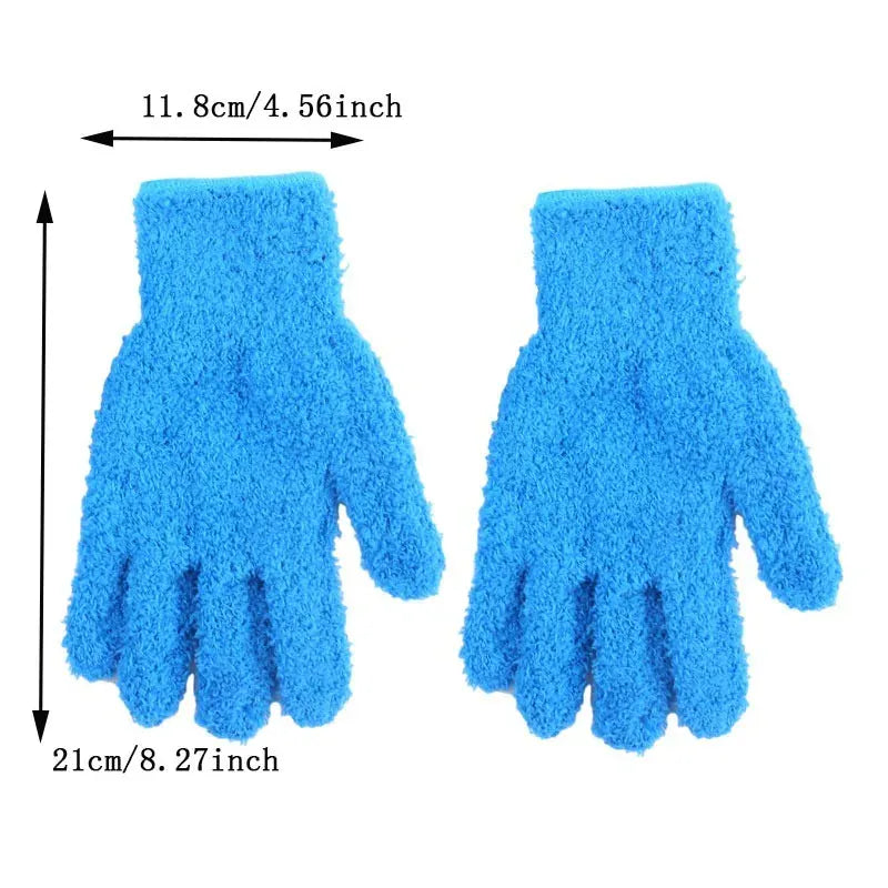 1 para rękawic czyszczących z mikrofibry, polar koralowy, pielęgnacja samochodu, solidne, pięciopalczaste, usuwanie kurzu, chłonne, prace domowe