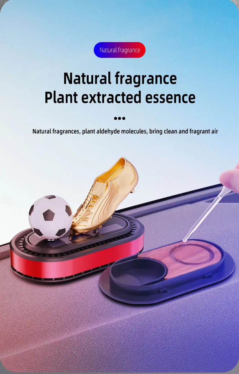 Odświeżacz powietrza do samochodu Golden Boot zasilany energią słoneczną – luksusowa dekoracja aromaterapeutyczna w stylu piłkarskim