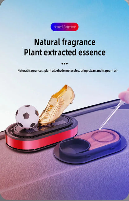 Odświeżacz powietrza do samochodu Golden Boot zasilany energią słoneczną – luksusowa dekoracja aromaterapeutyczna w stylu piłkarskim