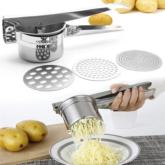 Stainless Steel Potato Ricer & Masher Press – Smooth Puree Maker for Vegetables & Fruits