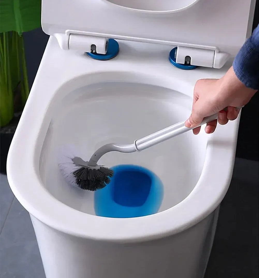 Szczotka toaletowa w kształcie litery S | Ścienne narzędzie do czyszczenia z długim uchwytem i miękkim włosiem 