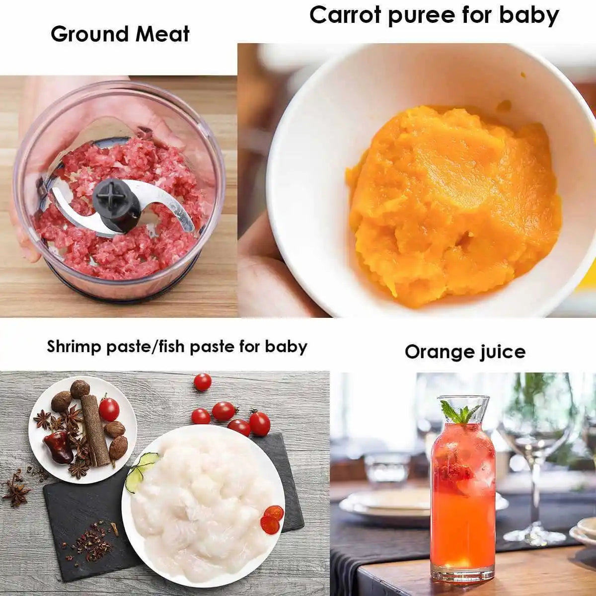 Blender elektryczny 4 w 1 | Ręczny mikser ze stali nierdzewnej 304 do żywności i posiłków dla niemowląt 