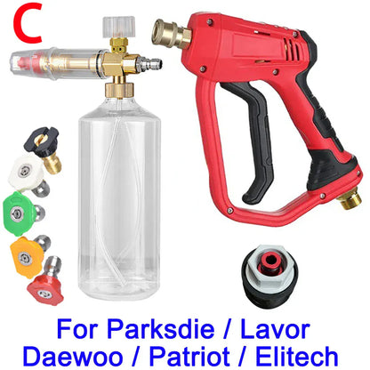 Pistolet na wodę do myjni samochodowej, generator piany – lanca do piany śnieżnej, dysze szybkozłączne 1/4" do Parkside, Karcher, Daewoo, Lavor
