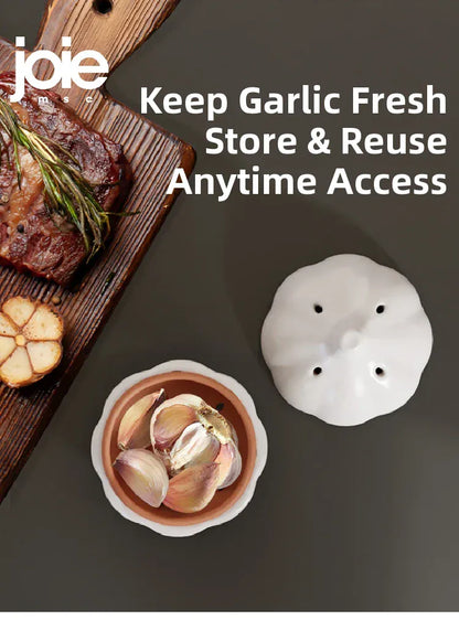 Joie Garlic Storage Box – Moisture-Proof Ceramic Jar for Garlic, Chili & Ginger Storage