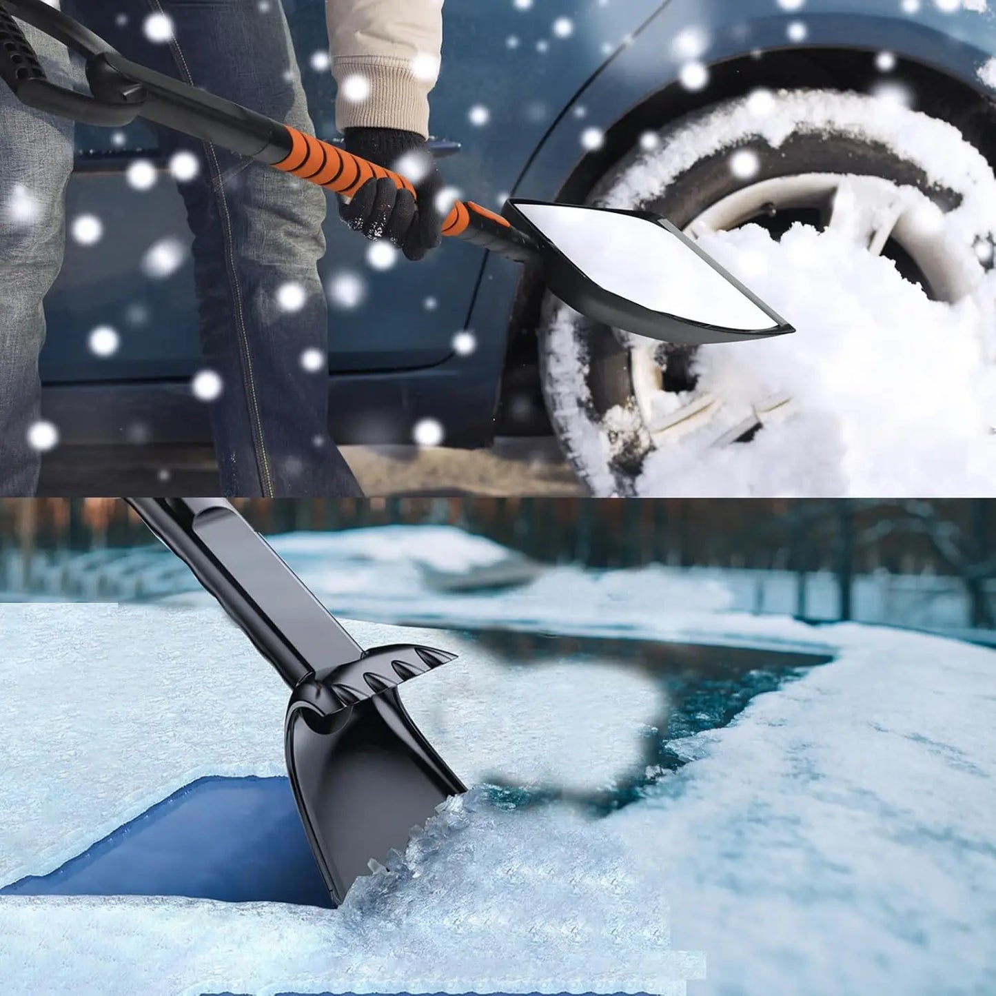 3 w 1/5 w 1 szczotka do usuwania lodu z samochodu, chowana zimowa łopata do śniegu, skrobak do usuwania lodu, akcesoria do narzędzi do czyszczenia samochodu 