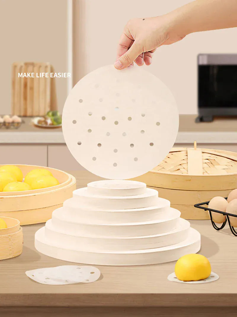 50 szt. papierowych wkładek do frytkownicy powietrznej, nieprzywierających, jednorazowych mat do gotowania na parze, do pieczenia, gotowania i smażenia – żaroodporny, olejoodporny papier do frytkownicy powietrznej i piekarnika 