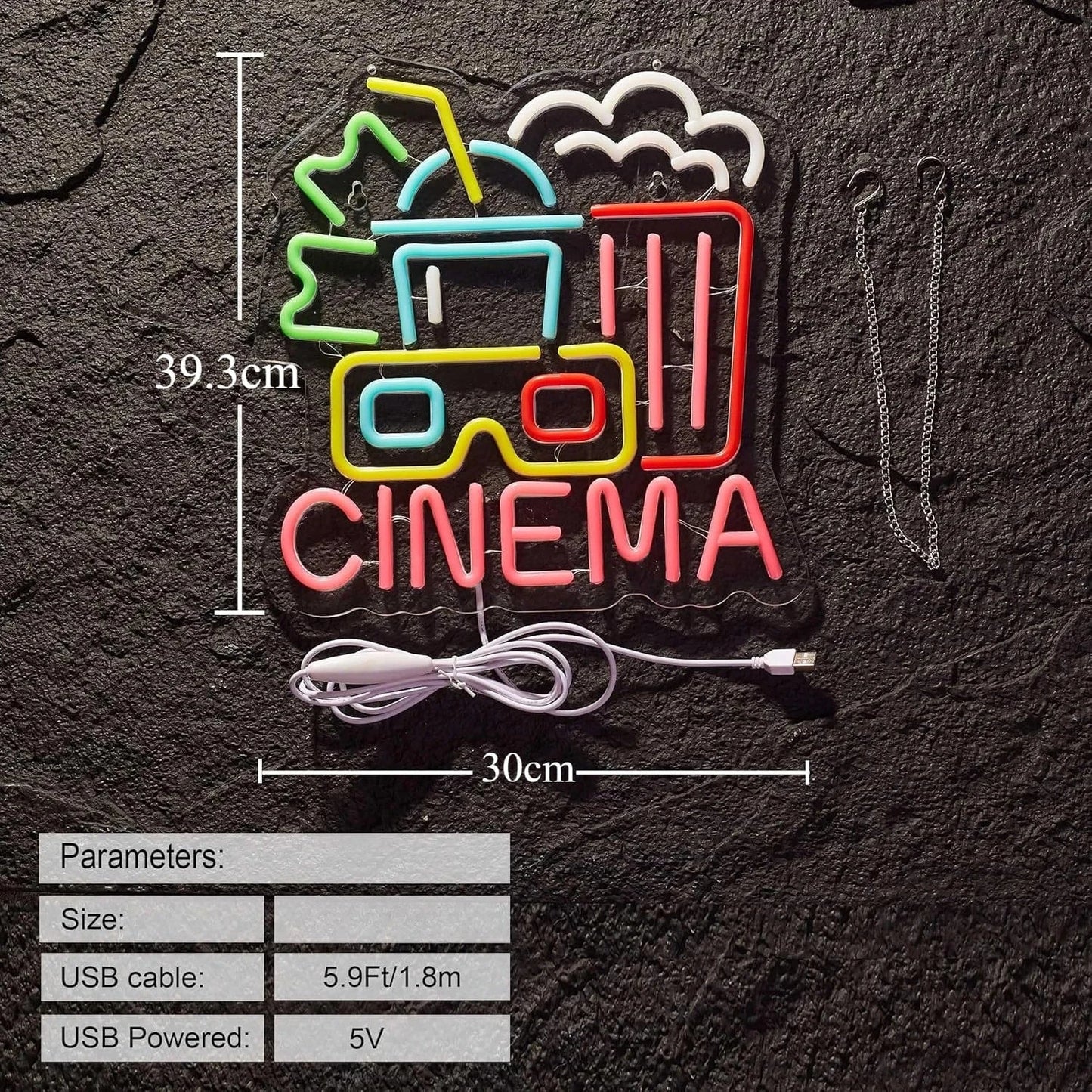Kino Zasilany przez USB Neon LED Ściemnialny Neon Dekoracja Ścienna Do Dekoracji Pokoju Impreza Urodziny Ręcznie Robiony Prezent Teatr Sztuka Film 