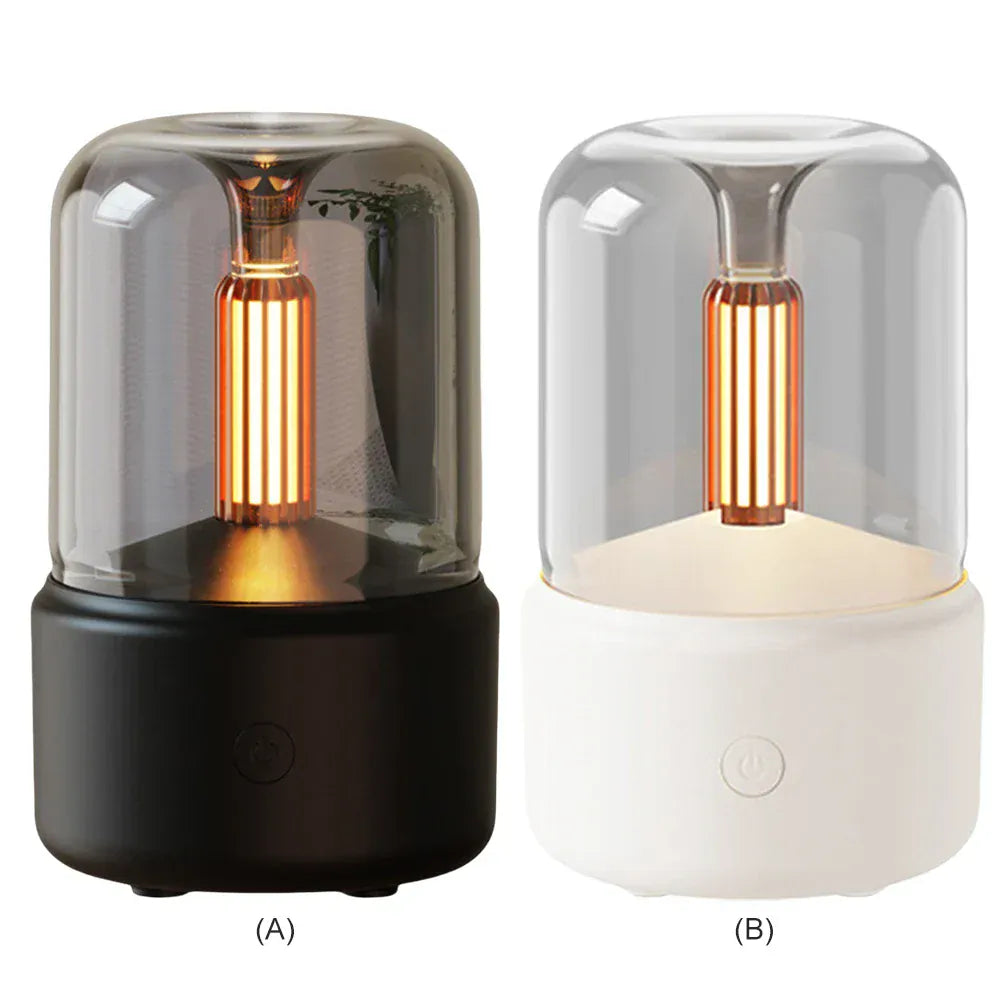 Nowy dyfuzor aromaterapeutyczny z oświetleniem z 2025 roku – ultradźwiękowy nawilżacz olejków zapachowych z funkcją świecy LED do domu i biura