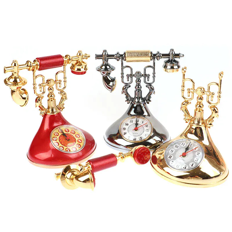 Retro budzik telefoniczny – ozdoba na biurko w stylu vintage, idealna do domu, na noc lub do biura (kreatywny, klasyczny design)