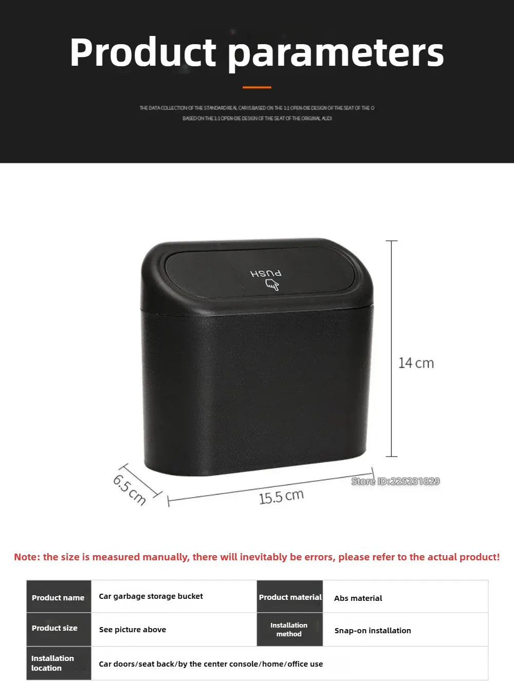 Mały kosz na śmieci do samochodu z pokrywką | Wiszący pojemnik na drzwi, organizer na śmieci samochodowe 