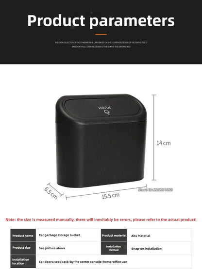Mały kosz na śmieci do samochodu z pokrywką | Wiszący pojemnik na drzwi, organizer na śmieci samochodowe 