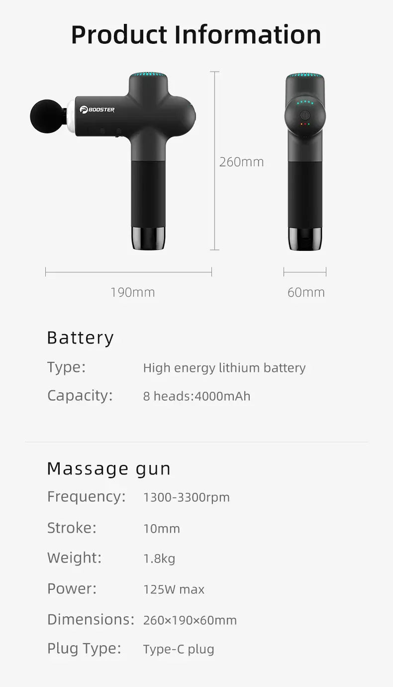 Elektryczny, inteligentny masażer szyi i mięśni Booster Massage Gun 7,4 V do relaksacji ciała i regeneracji sprawności fizycznej