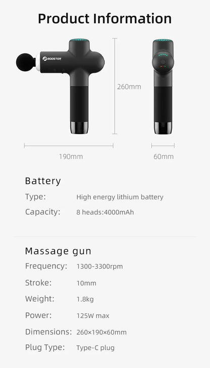 Elektryczny, inteligentny masażer szyi i mięśni Booster Massage Gun 7,4 V do relaksacji ciała i regeneracji sprawności fizycznej