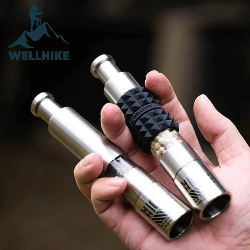 WELLHIKE Młynek do pieprzu ze stali nierdzewnej – młynek do przypraw na kemping i do użytku na zewnątrz 