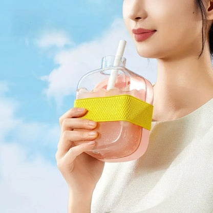 2-in-1 Ice Cube Maker Bottle with Straw – Easy Press Ice Mold & Water Bottle for Summer Drinks