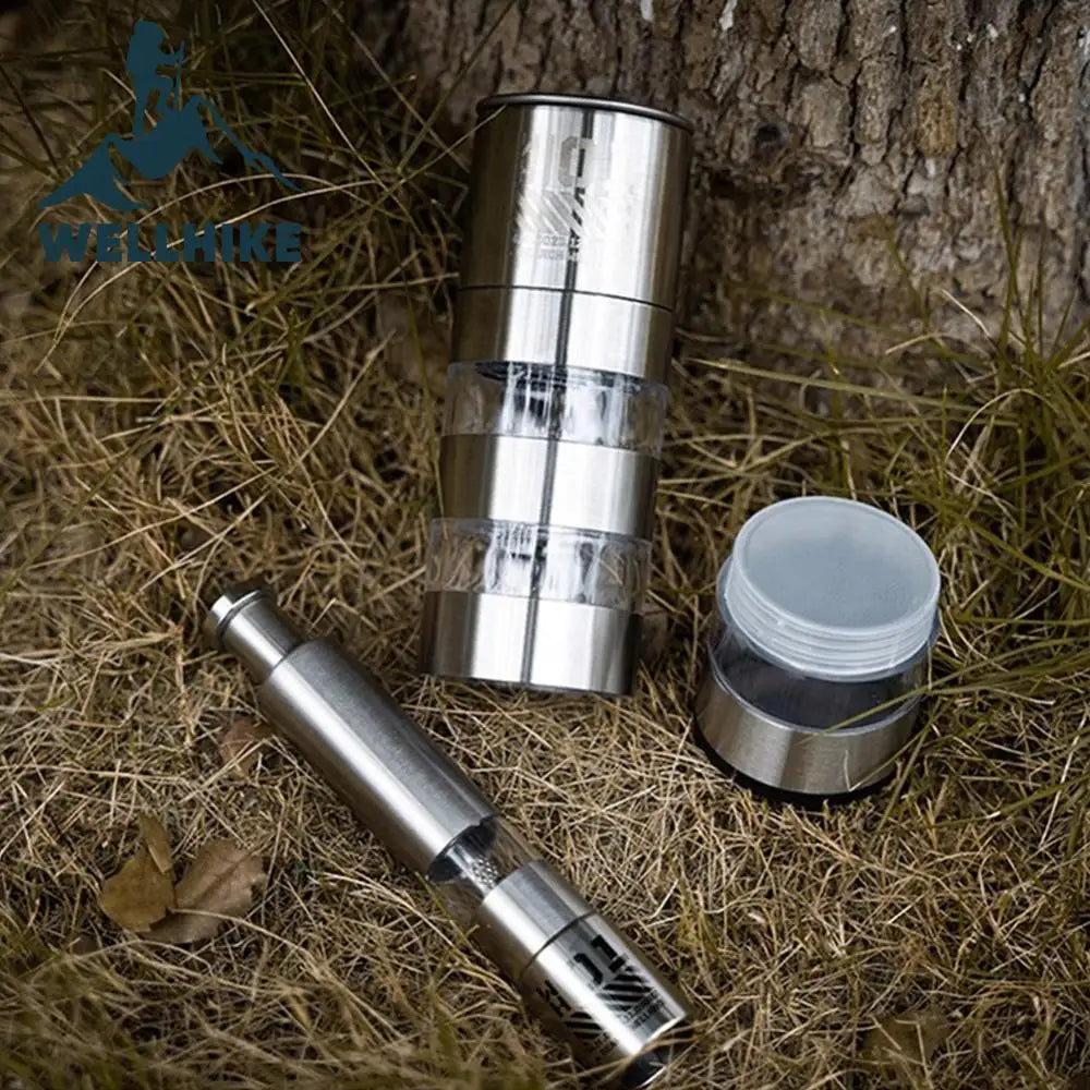 WELLHIKE Młynek do pieprzu ze stali nierdzewnej – młynek do przypraw na kemping i do użytku na zewnątrz 
