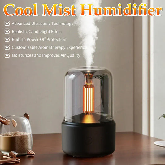 2025 New Aromatherapy Diffuser Light – Ultrasonic Fragrance Oil Humidifier with LED Candle Glow for Home & Office