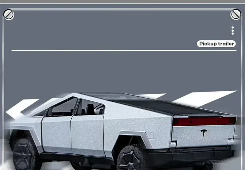 Model samochodu Tesla Cybertruck Pickup ze stopu metali w skali 1/32 – odlewana ciężarówka z oświetleniem i dźwiękiem | Edycja prezentowa 