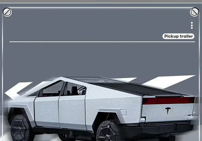 Model samochodu Tesla Cybertruck Pickup ze stopu metali w skali 1/32 – odlewana ciężarówka z oświetleniem i dźwiękiem | Edycja prezentowa 
