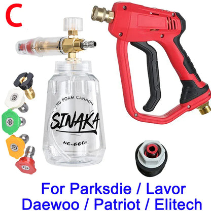 Pistolet na wodę do myjni samochodowej, generator piany – lanca do piany śnieżnej, dysze szybkozłączne 1/4" do Parkside, Karcher, Daewoo, Lavor