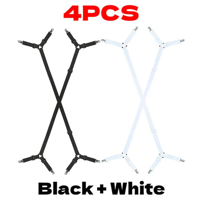 2/4 szt. regulowanych pasków do prześcieradła | Antypoślizgowe, elastyczne zapięcia do materaca i uchwyty na pokrowce 