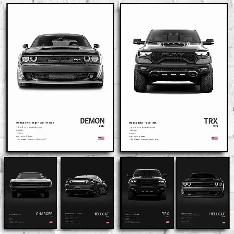 Plakat na płótnie Dodge Challenger SRT Hellcat Redeye – sportowy samochód do domu, biura i garażu | Na sprzedaż w Polsce.