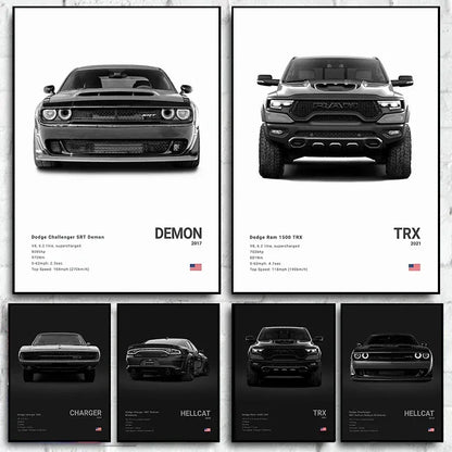 Plakat na płótnie Dodge Challenger SRT Hellcat Redeye – sportowy samochód do domu, biura i garażu | Na sprzedaż w Polsce.