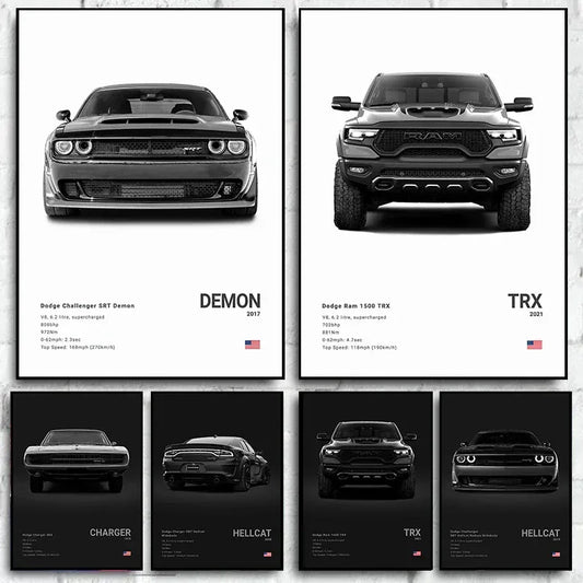 Plakat na płótnie Dodge Challenger SRT Hellcat Redeye – sportowy samochód do domu, biura i garażu | Na sprzedaż w Polsce.