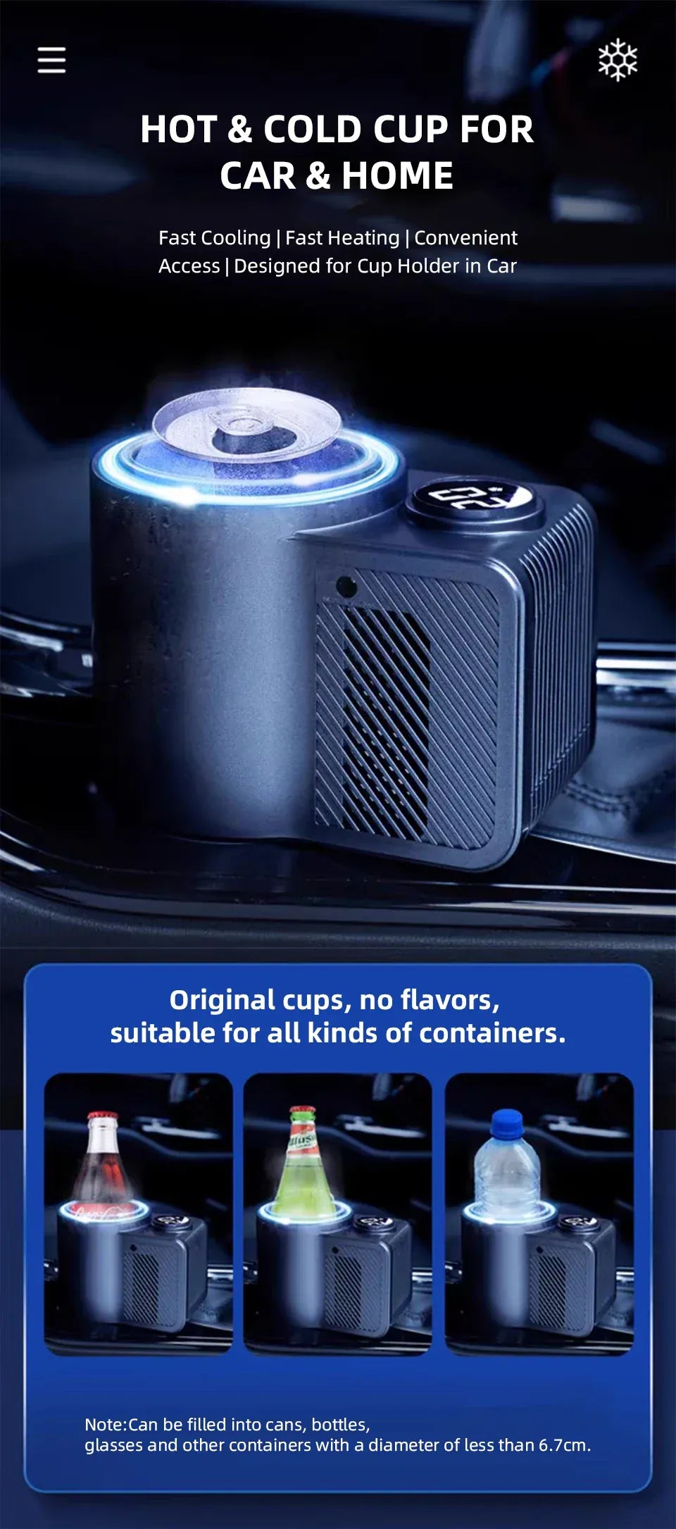 Inteligentny kubek samochodowy z funkcją podgrzewania i chłodzenia 12 V/220 V – inteligentna kontrola temperatury dotykowej, szybko podgrzewający i chłodzący kubek podróżny