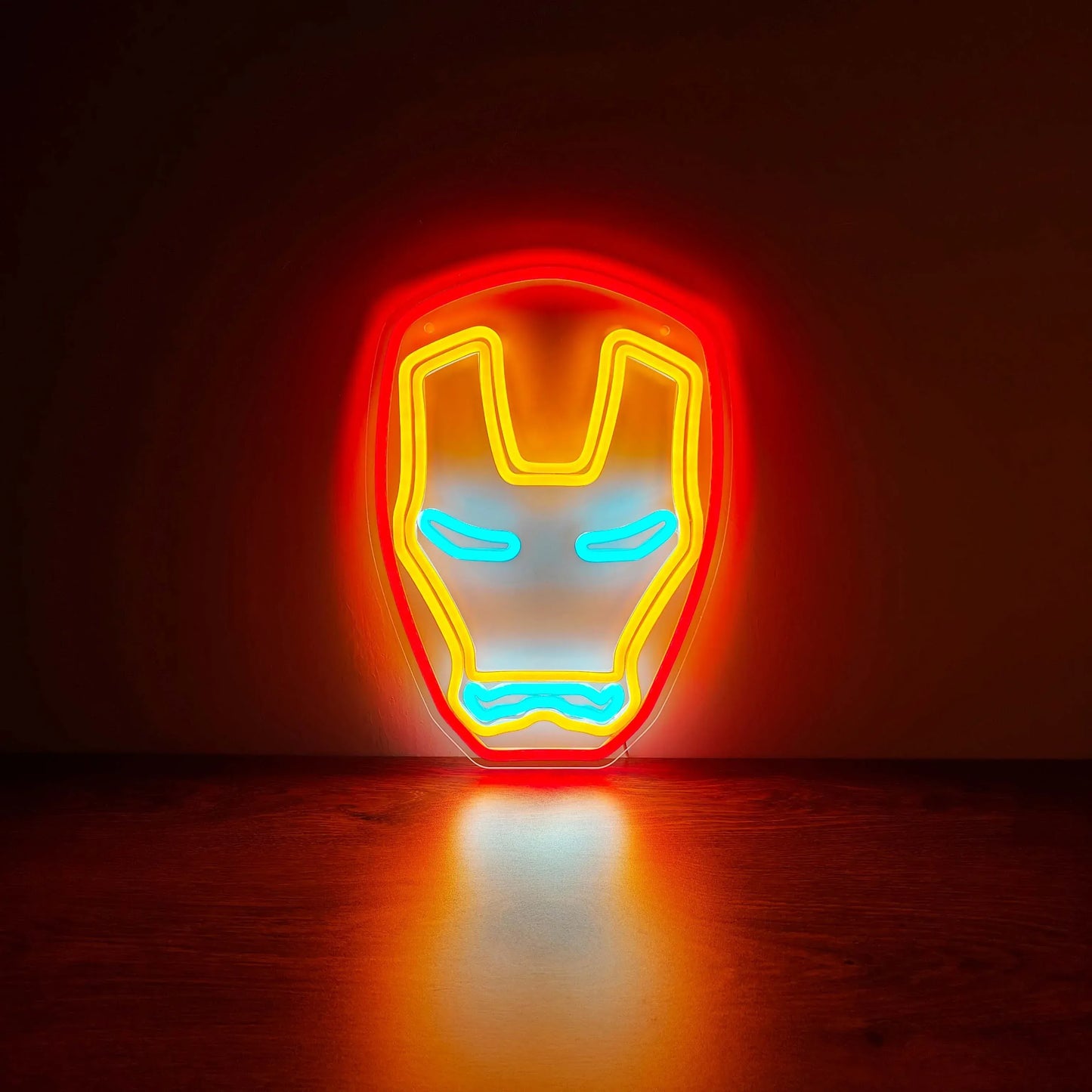Neon LED Iron Man – Kinkiet Marvel Superhero | Dekoracja ścienna zasilana przez USB do sypialni, baru, pokoju gier i na imprezę