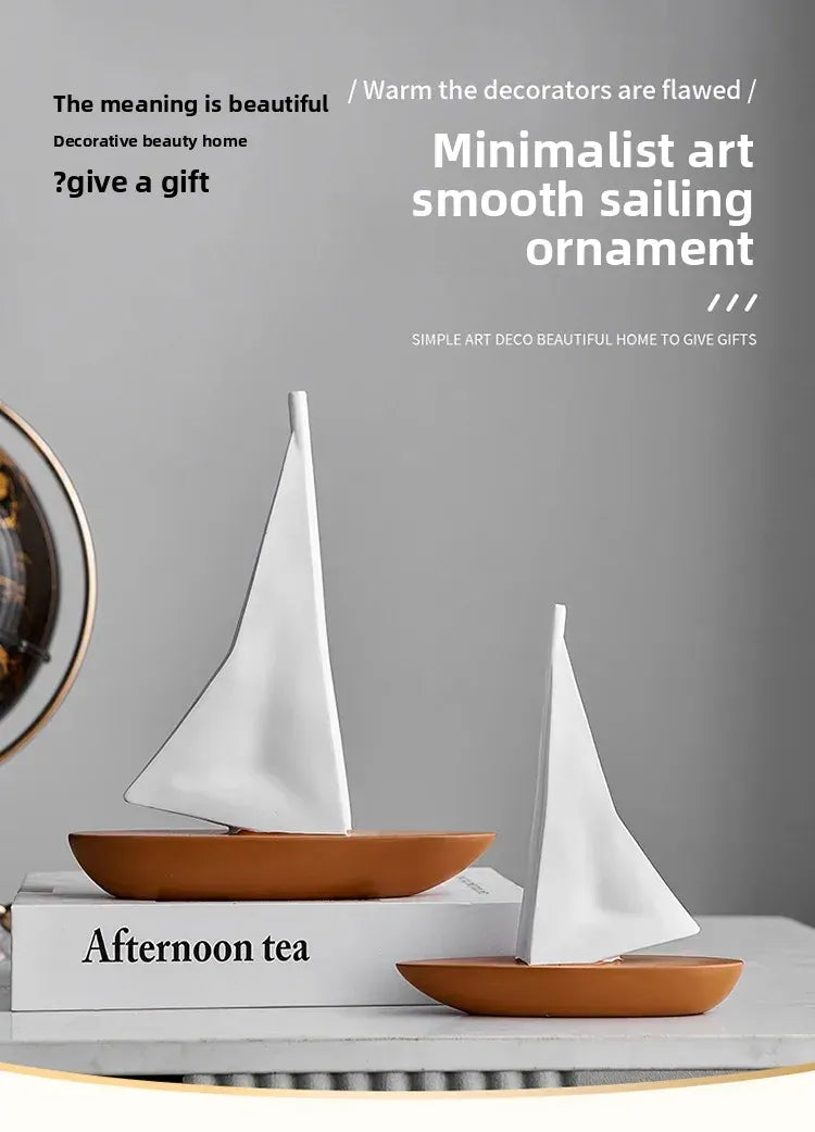 Kreatywny model żaglówki z żywicy – ​​ozdoba do salonu i biurka w stylu marynistycznym 