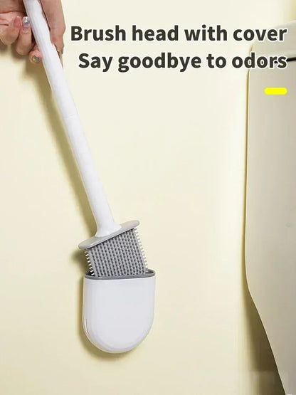 Wisząca silikonowa szczotka do WC z szybkoschnącym uchwytem – elastyczny, długi uchwyt do czyszczenia łazienki 